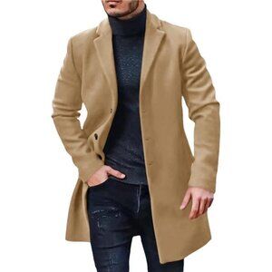 Mens Trench Coat Warm Soft Khaki